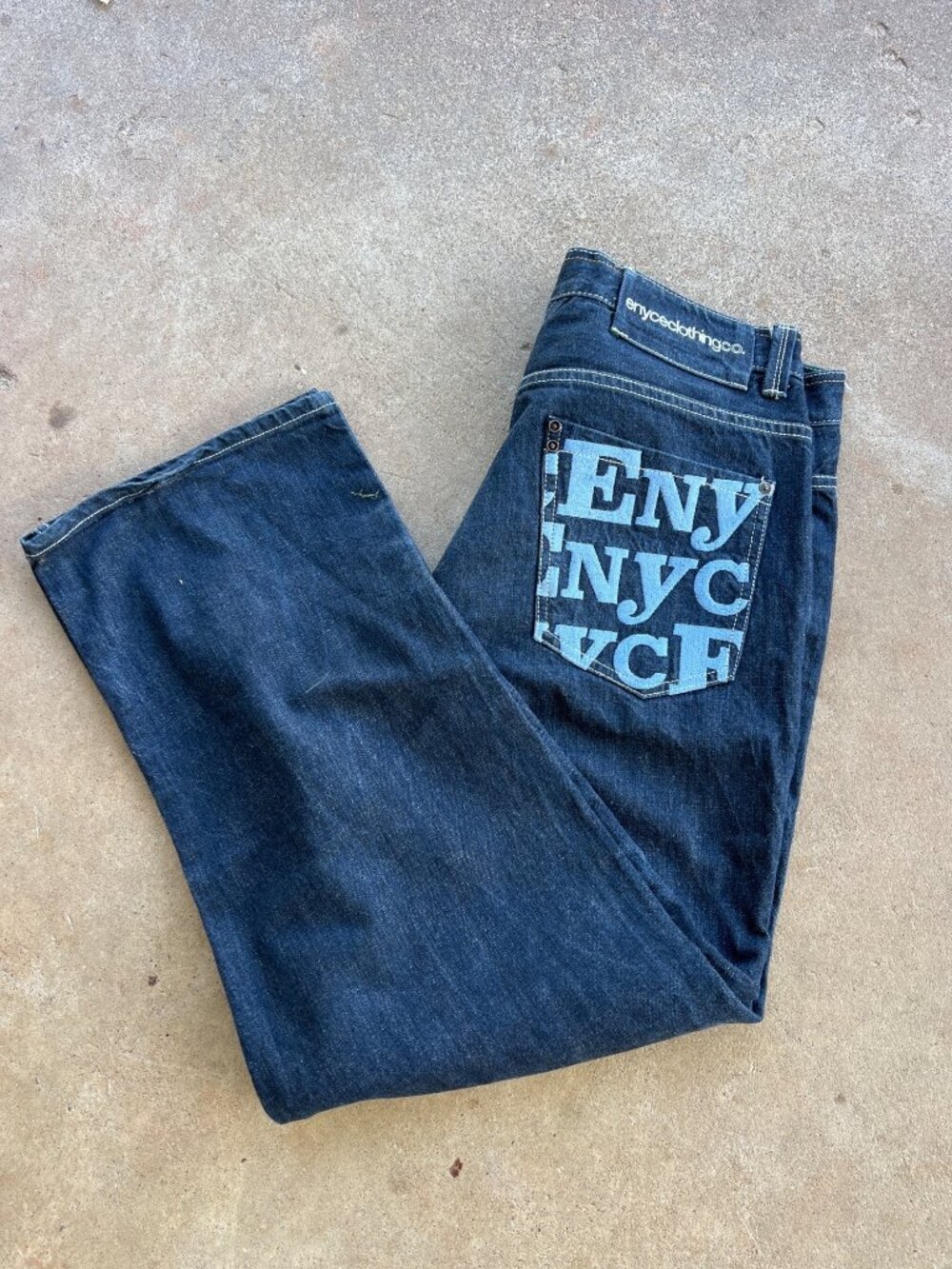 Vintage Enyce Mens Baggy Hip Hop Skater Jeans With Logo Print Pockets K3